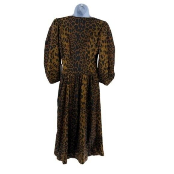 Tuckernuck NEW Leopard Graciela Puff Sleeve Square Neck Midi Dress Size 14 - Picture 6 of 8